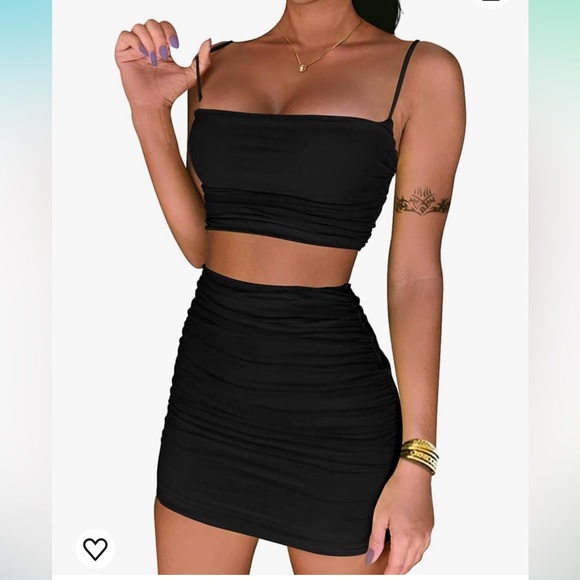 Women's Cami Crop Top Bodycon Skirt 2 Piece - Picture 2 of 2